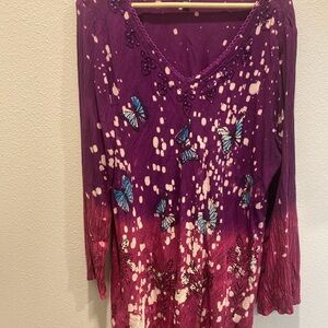Greater Good Purple & Pink Butterfly Tunic